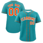 Custom Aqua Orange Star Ribbing Baseball Jersey | BuyFootballJersey