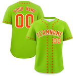 Custom Neon Green Orange Star Ribbing Baseball Jersey | BuyFootballJersey