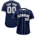 Custom Navy Gray Star Ribbing Baseball Jersey | BuyFootballJersey