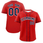 Custom Red Navy Star Ribbing Baseball Jersey | BuyFootballJersey