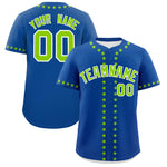 Custom Royal Neon Green Star Ribbing Baseball Jersey | BuyFootballJersey