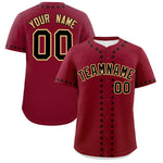 Custom Crimson Black Star Ribbing Baseball Jersey | BuyFootballJersey