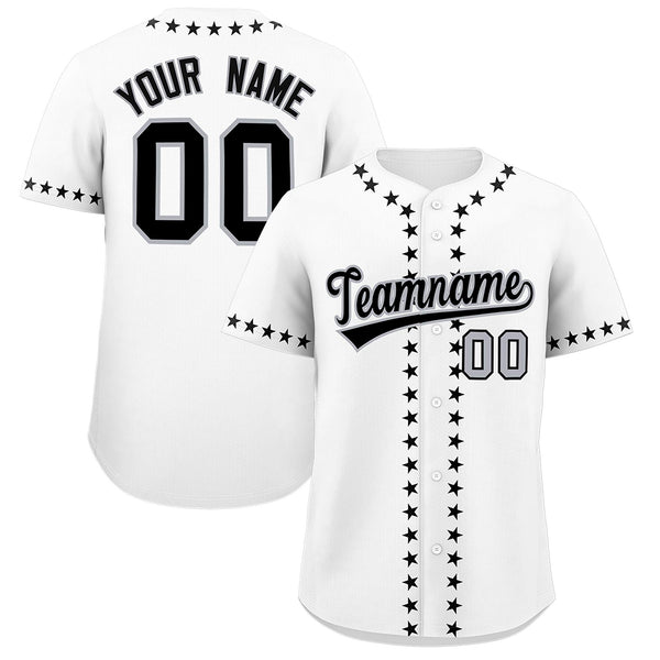 Custom White Black Star Ribbing Baseball Jersey | BuyFootballJersey