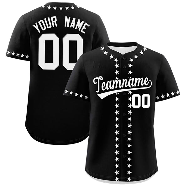 Custom Black White Star Ribbing Baseball Jersey | BuyFootballJersey