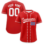 Custom Red White Star Ribbing Baseball Jersey | BuyFootballJersey