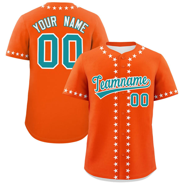 Custom Orange White Star Ribbing Baseball Jersey | BuyFootballJersey