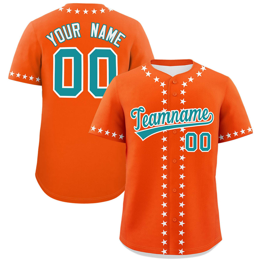 Custom Orange White Star Ribbing Baseball Jersey | BuyFootballJersey