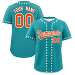Custom Aqua White Star Ribbing Baseball Jersey | BuyFootballJersey