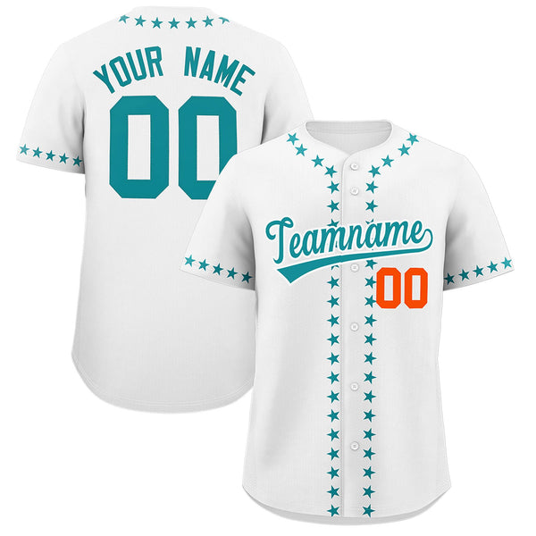 Custom White Aqua Star Ribbing Baseball Jersey | BuyFootballJersey