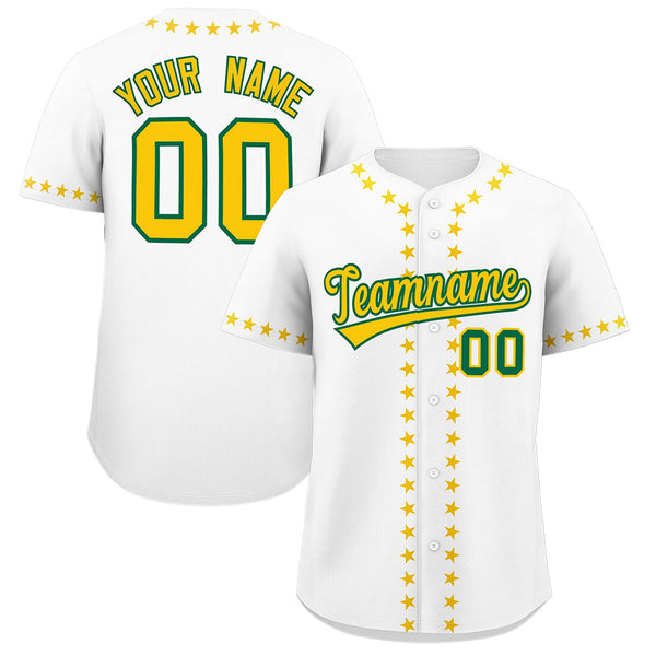 Custom White Gold Star Ribbing Baseball Jersey | BuyFootballJersey