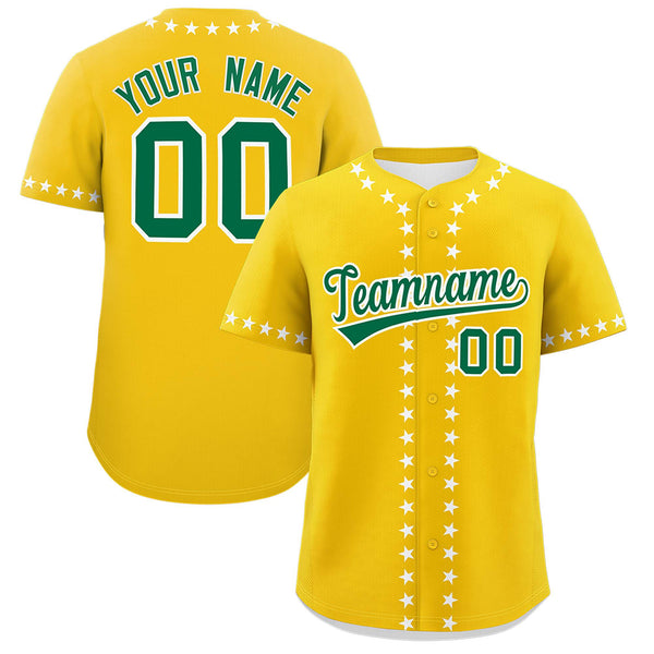 Custom Gold White Star Ribbing Baseball Jersey | BuyFootballJersey