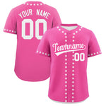 Custom Pink White Star Ribbing Baseball Jersey | BuyFootballJersey