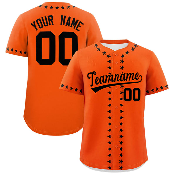 Custom Orange Black Star Ribbing Baseball Jersey | BuyFootballJersey