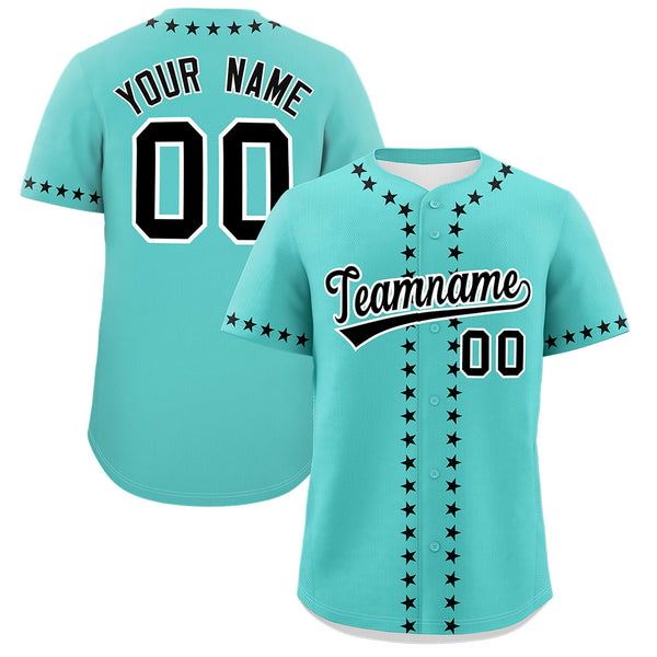 Custom Bright Green Black Star Ribbing Baseball Jersey | BuyFootballJersey