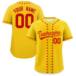 Custom Gold Red Star Ribbing Baseball Jersey | BuyFootballJersey