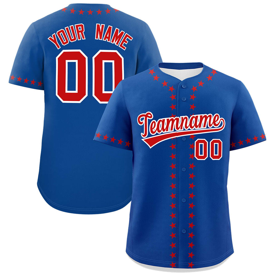 Custom Royal Red Star Ribbing Baseball Jersey | BuyFootballJersey