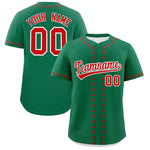 Custom Kelly Green Red Star Ribbing Baseball Jersey | BuyFootballJersey