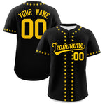 Custom Black Gold Star Ribbing Baseball Jersey | BuyFootballJersey