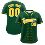 Custom Green Gold Star Ribbing Baseball Jersey | BuyFootballJersey
