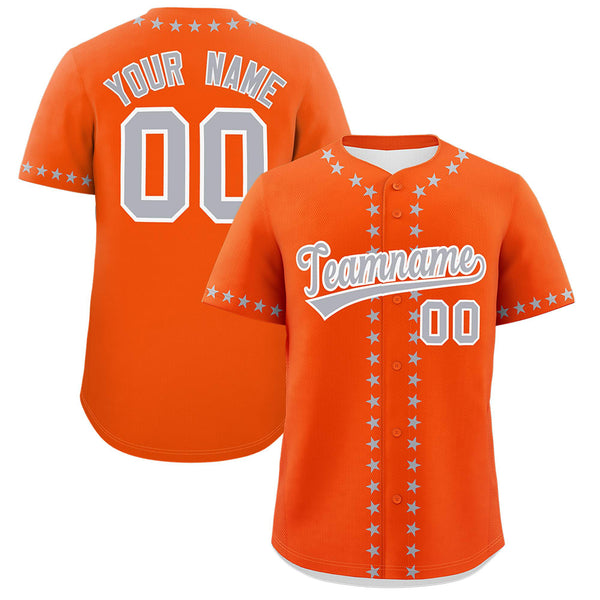 Custom Orange Gray Star Ribbing Baseball Jersey | BuyFootballJersey