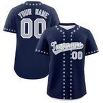 Custom Navy Gray Star Ribbing Baseball Jersey | BuyFootballJersey