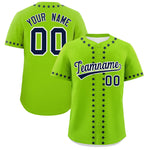 Custom Neon Green Navy Star Ribbing Baseball Jersey | BuyFootballJersey