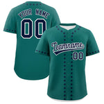 Custom Aqua Navy Star Ribbing Baseball Jersey | BuyFootballJersey