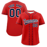 Custom Red Navy Star Ribbing Baseball Jersey | BuyFootballJersey