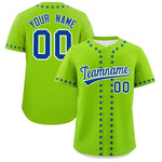 Custom Neon Green Royal Star Ribbing Baseball Jersey | BuyFootballJersey