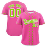 Custom Pink Neon Green Star Ribbing Baseball Jersey | BuyFootballJersey
