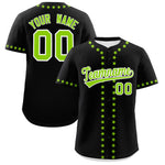 Custom Black Neon Green Star Ribbing Baseball Jersey | BuyFootballJersey