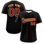 Custom Black Crimson Star Ribbing Baseball Jersey | BuyFootballJersey