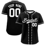 Custom Black White Star Ribbing Baseball Jersey | BuyFootballJersey