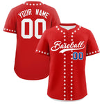 Custom Red White Star Ribbing Baseball Jersey | BuyFootballJersey