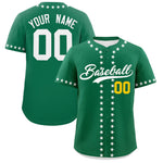 Custom Kelly Green White Star Ribbing Baseball Jersey | BuyFootballJersey