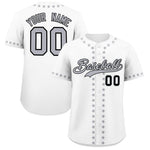 Custom White Gray Star Ribbing Baseball Jersey | BuyFootballJersey