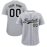 Custom Gray White Star Ribbing Baseball Jersey | BuyFootballJersey