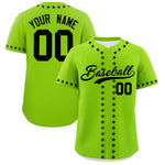 Custom Neon Green Black Star Ribbing Baseball Jersey | BuyFootballJersey