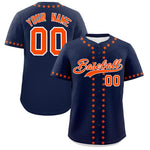 Custom Navy Orange Star Ribbing Baseball Jersey | BuyFootballJersey