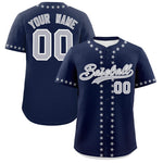 Custom Navy Gray Star Ribbing Baseball Jersey | BuyFootballJersey