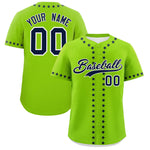 Custom Neon Green Navy Star Ribbing Baseball Jersey | BuyFootballJersey