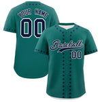 Custom Aqua Navy Star Ribbing Baseball Jersey | BuyFootballJersey
