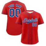 Custom Red Royal Star Ribbing Baseball Jersey | BuyFootballJersey