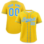 Custom Gold Powder Blue Star Ribbing Baseball Jersey | BuyFootballJersey