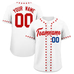 Custom White Red Star Ribbing Baseball Jersey | BuyFootballJersey
