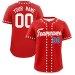 Custom Red White Star Ribbing Baseball Jersey | BuyFootballJersey