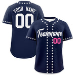 Custom Navy White Star Ribbing Baseball Jersey | BuyFootballJersey