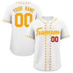 Custom White Yellow Star Ribbing Baseball Jersey | BuyFootballJersey