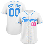 Custom White Powder Blue Star Ribbing Baseball Jersey | BuyFootballJersey