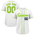 Custom White Neon Green Star Ribbing Baseball Jersey | BuyFootballJersey